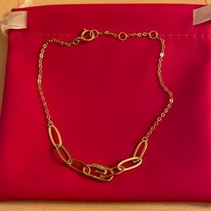 Pave safety pin paper clip bracelet